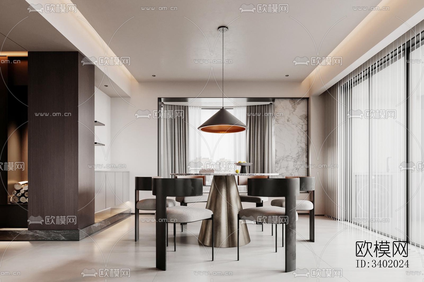 现代大平层效果图下载（渲染图13）