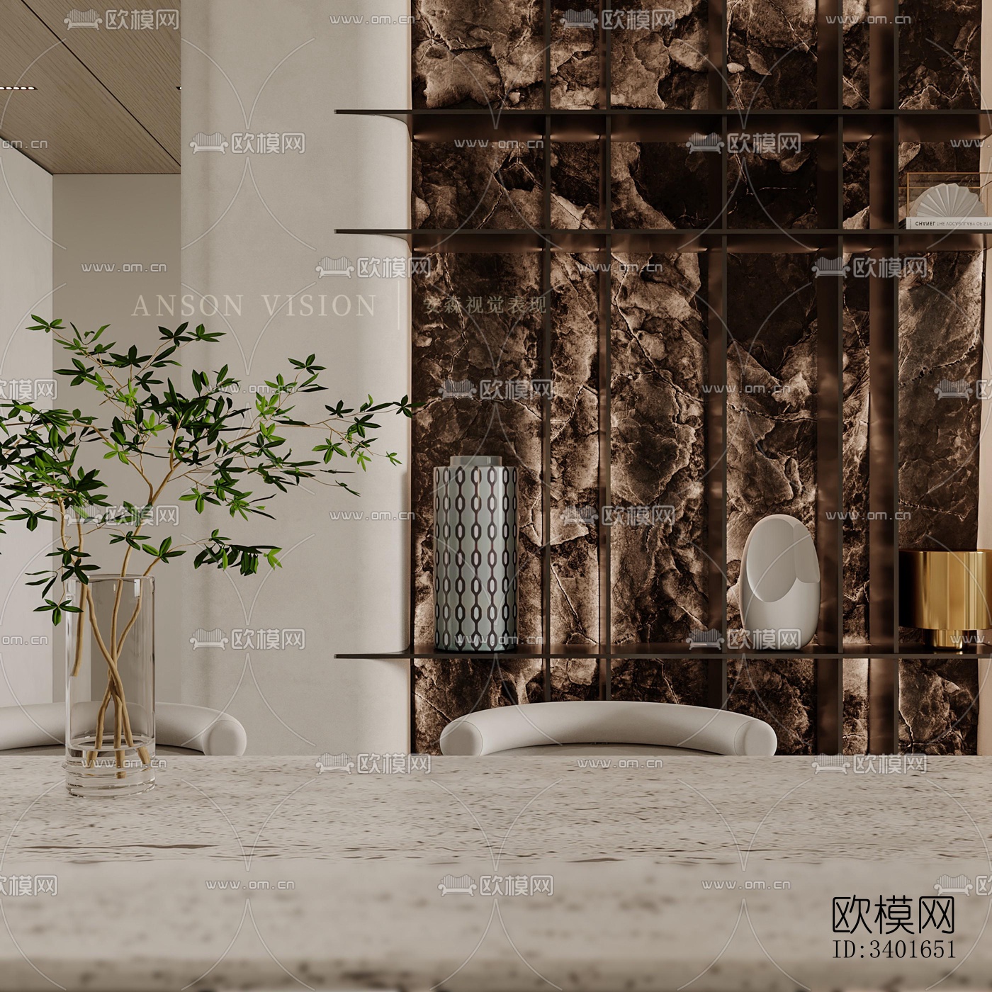 现代大平层效果图下载（渲染图18）