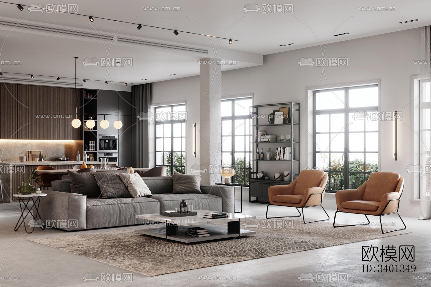 现代大平层效果图下载（渲染图8）