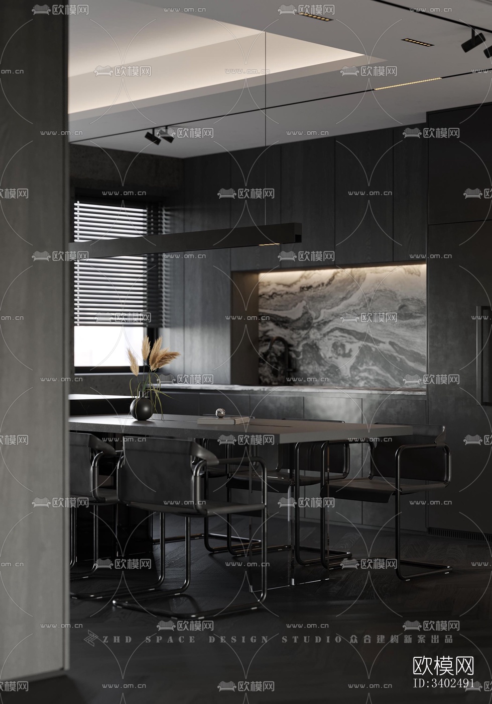 现代大平层效果图下载（渲染图2）