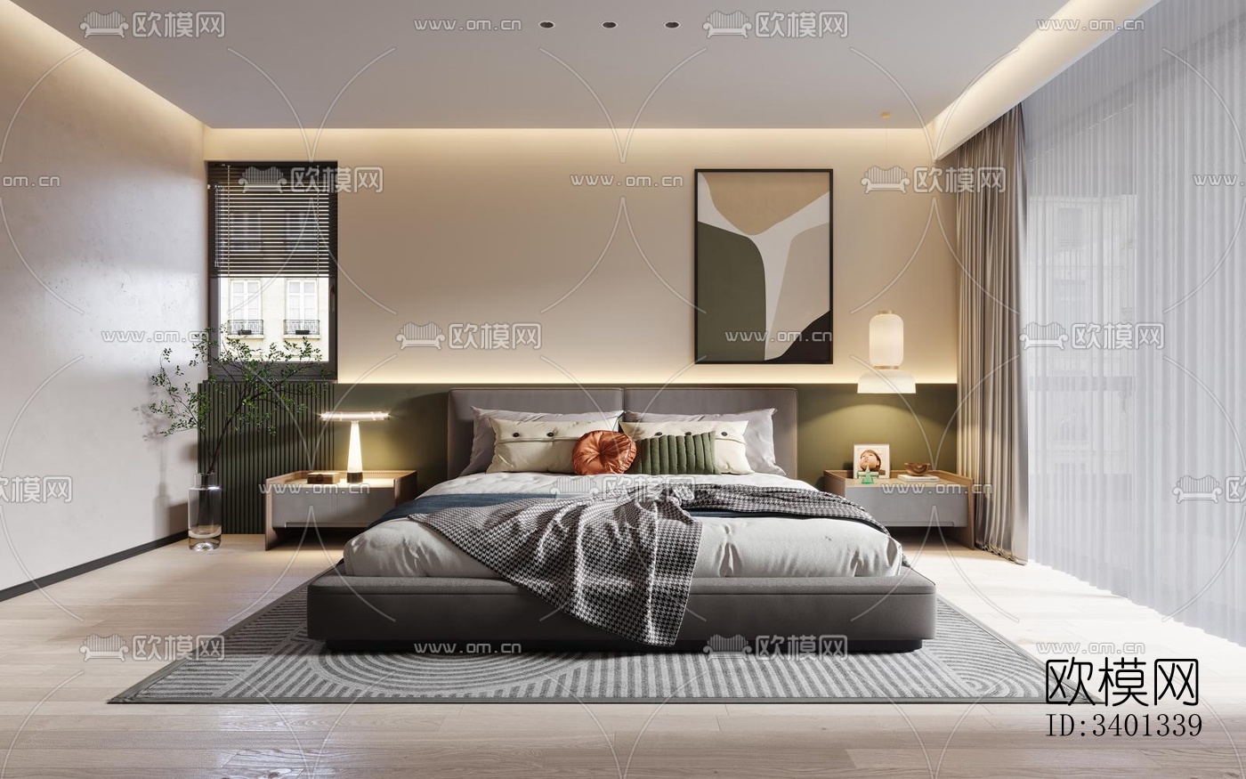 现代大平层效果图下载（渲染图7）