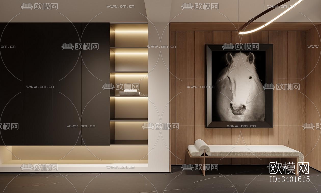 现代大平层效果图下载（渲染图12）