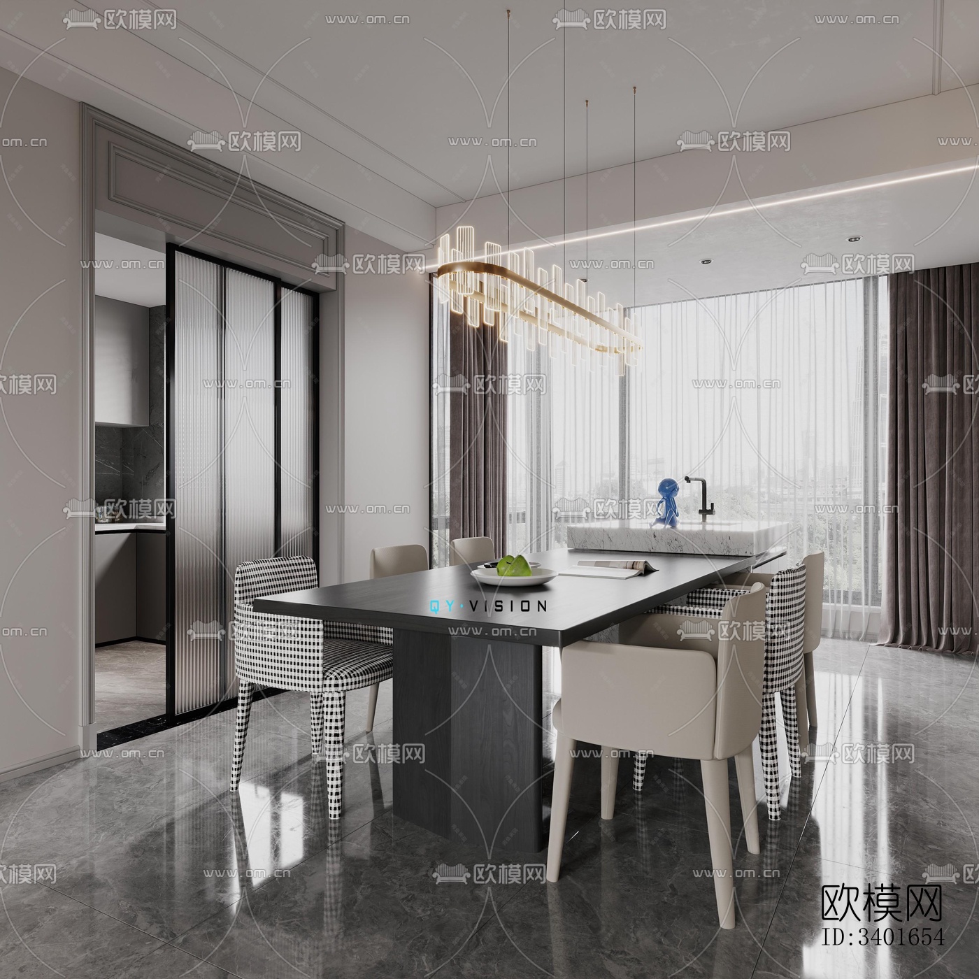 现代大平层效果图下载（渲染图13）