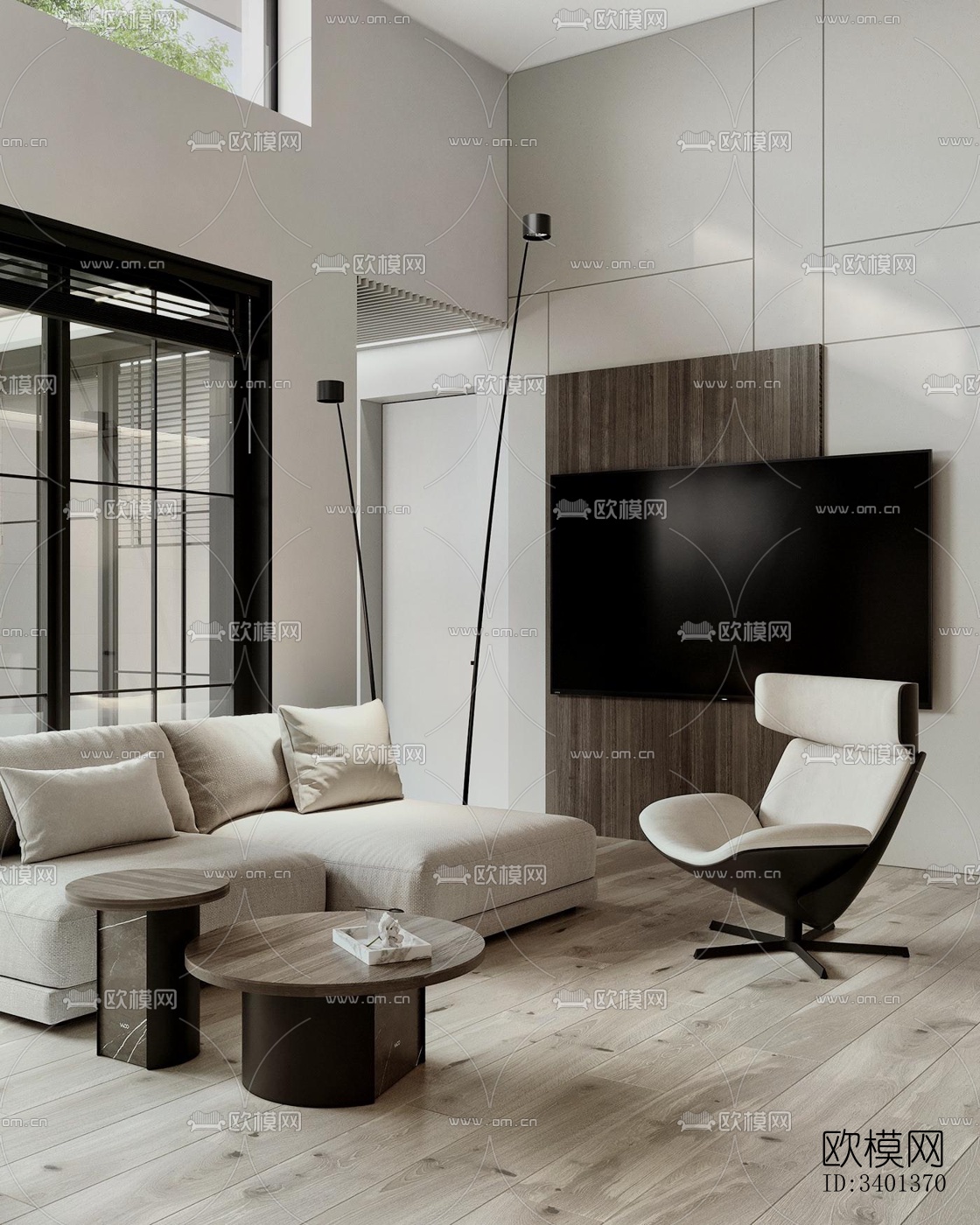 现代大平层效果图下载（渲染图10）