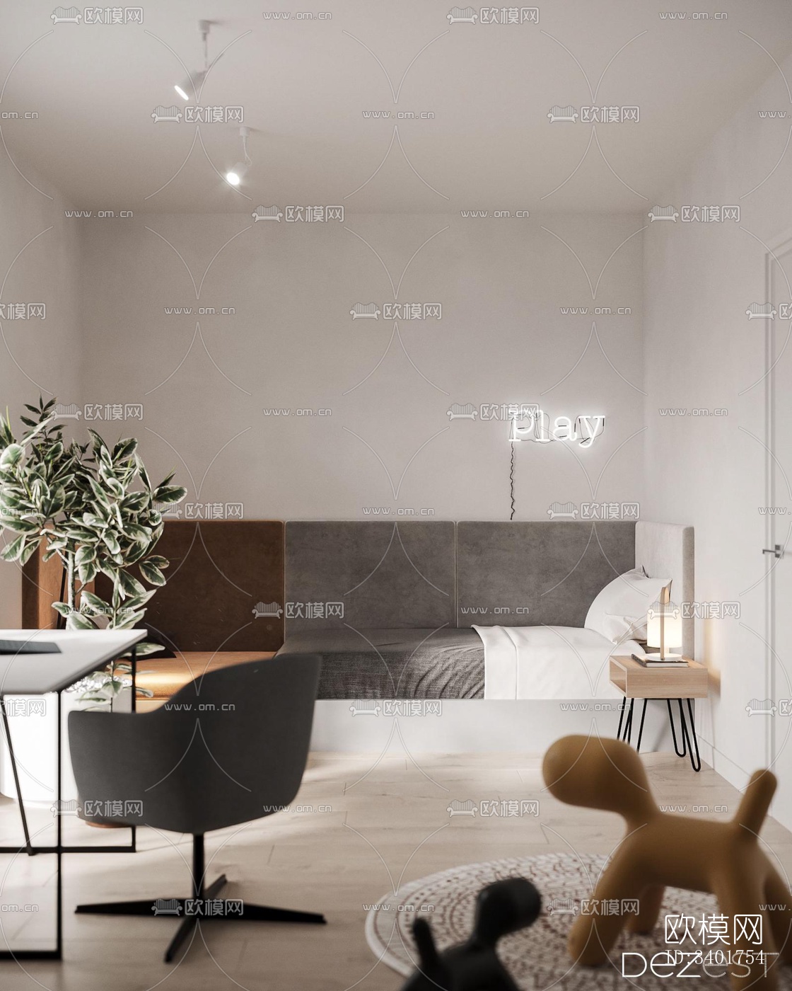 现代大平层效果图下载（渲染图6）