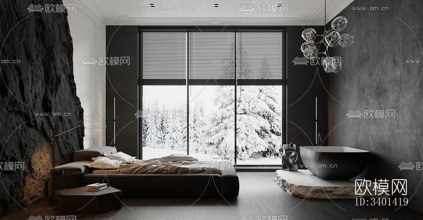 现代大平层效果图下载（渲染图10）