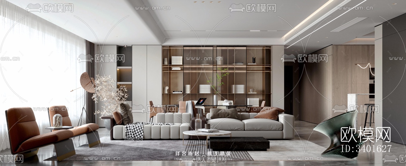 现代大平层效果图下载（渲染图5）