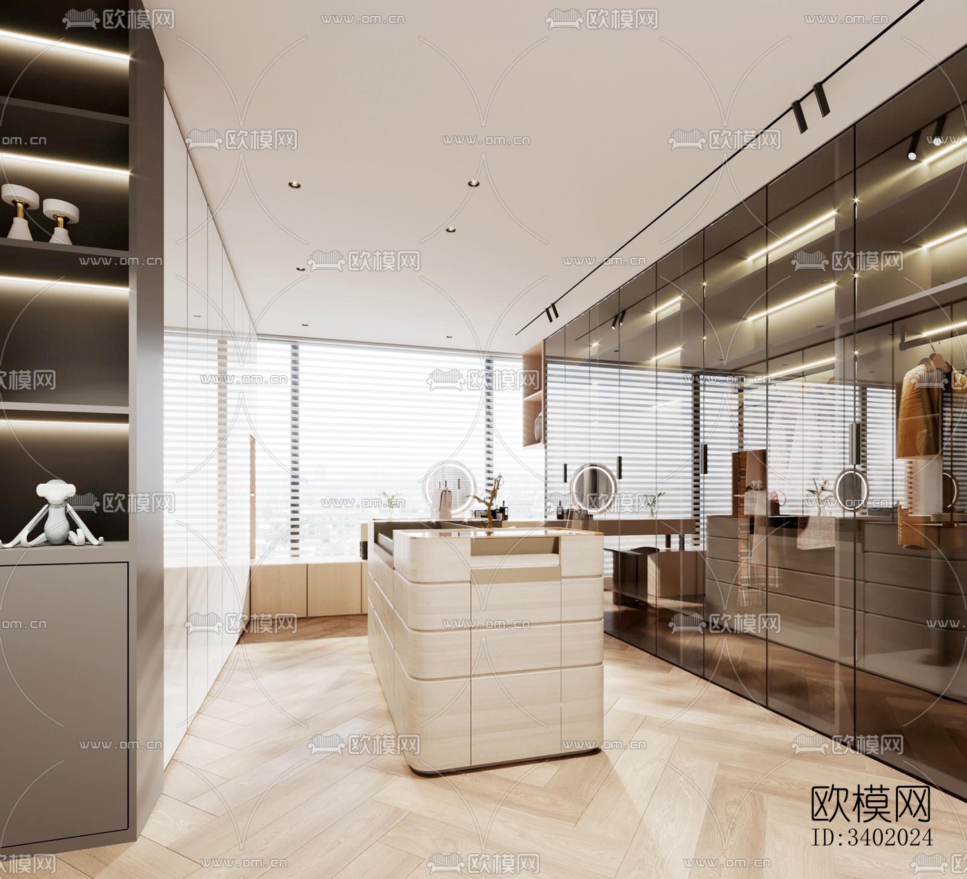 现代大平层效果图下载（渲染图16）