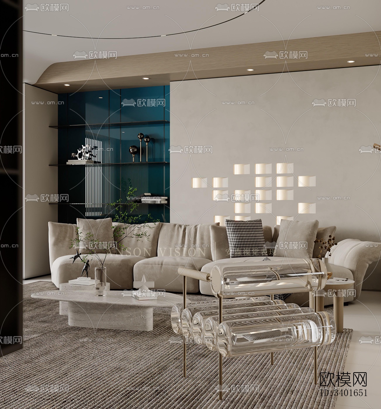 现代大平层效果图下载（渲染图13）