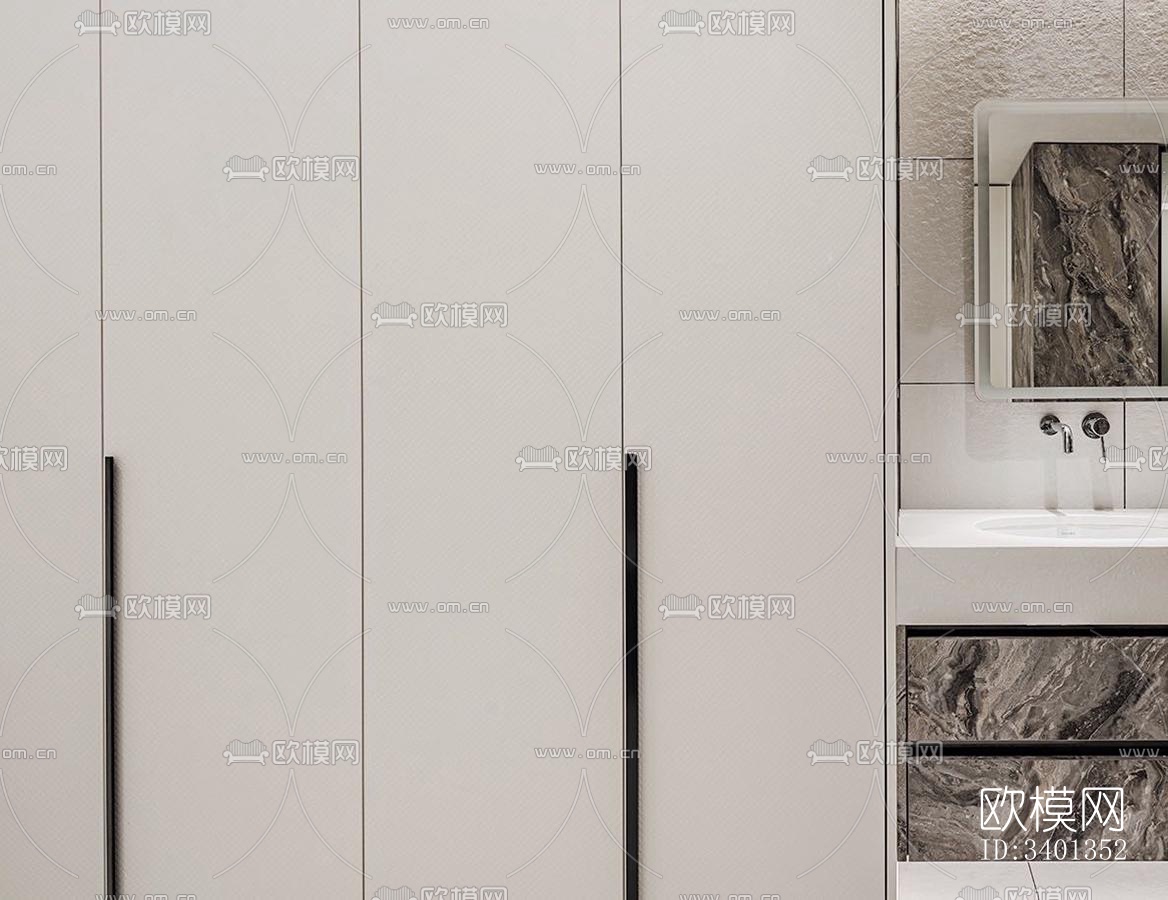 现代大平层效果图下载（渲染图3）