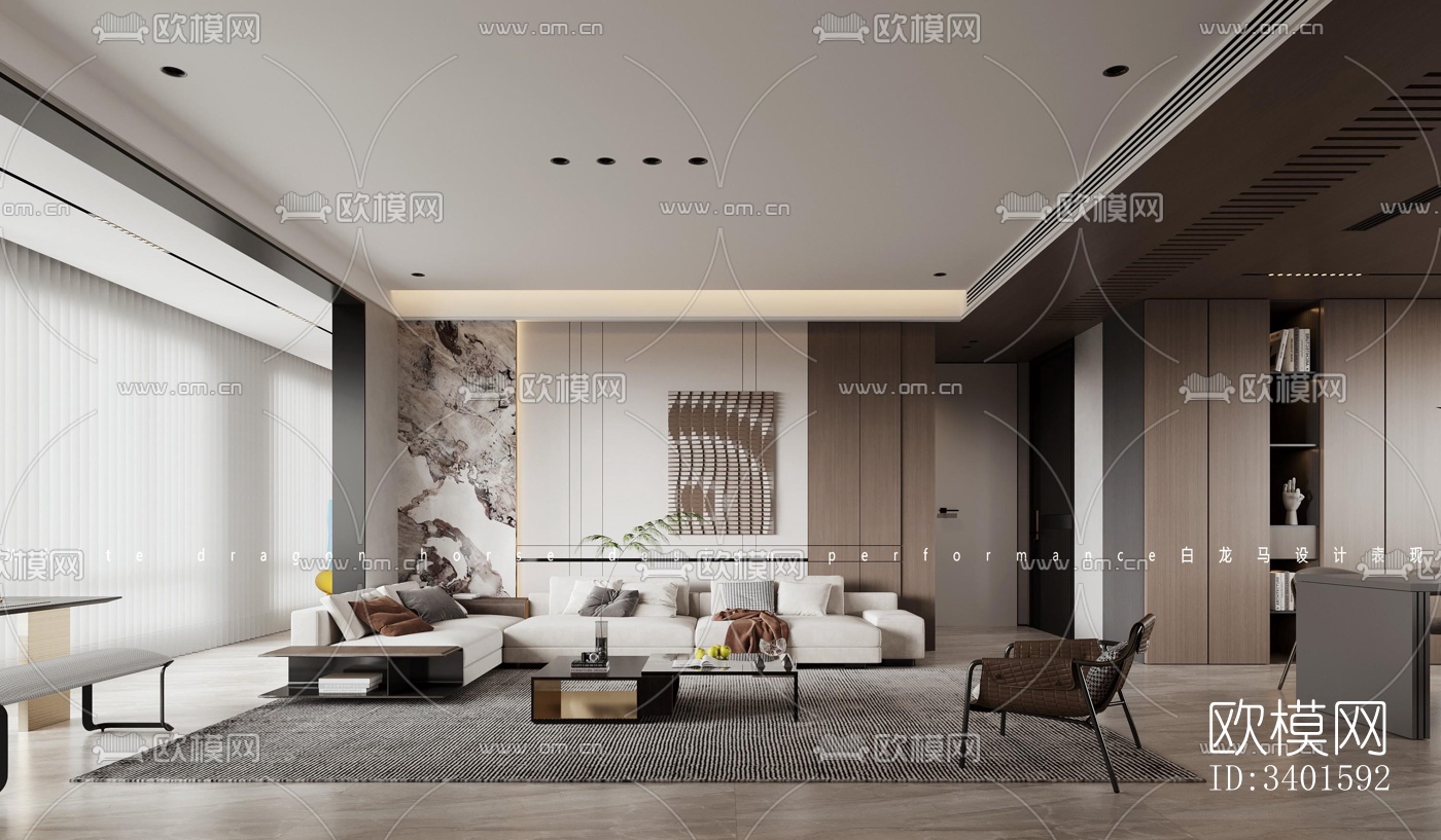 现代大平层效果图下载（渲染图8）