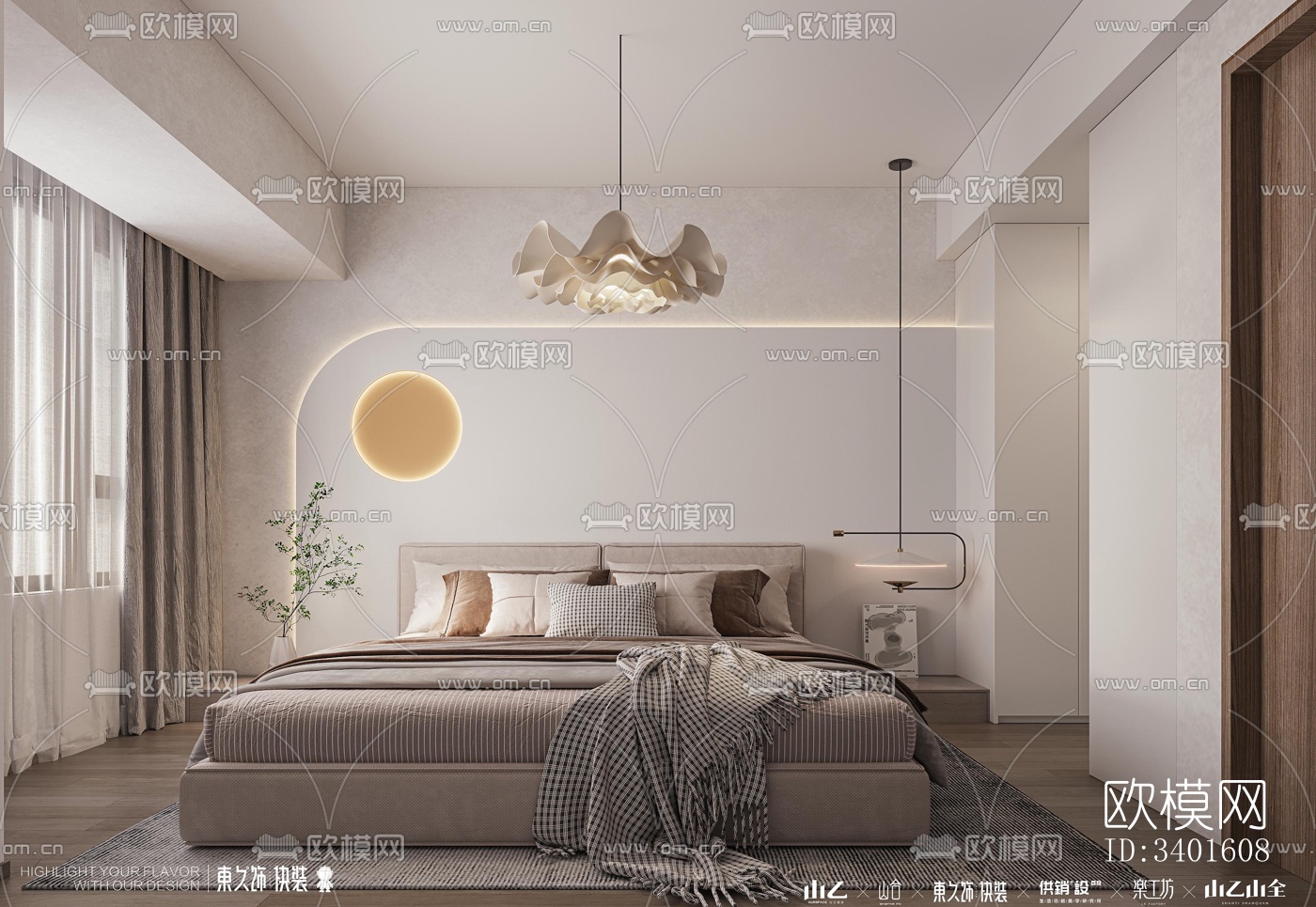 现代大平层效果图下载（渲染图3）