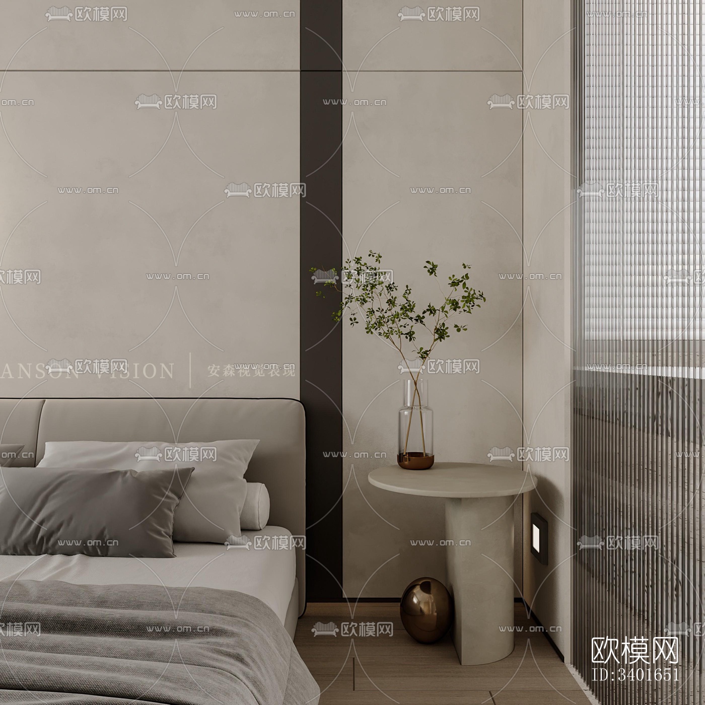 现代大平层效果图下载（渲染图3）