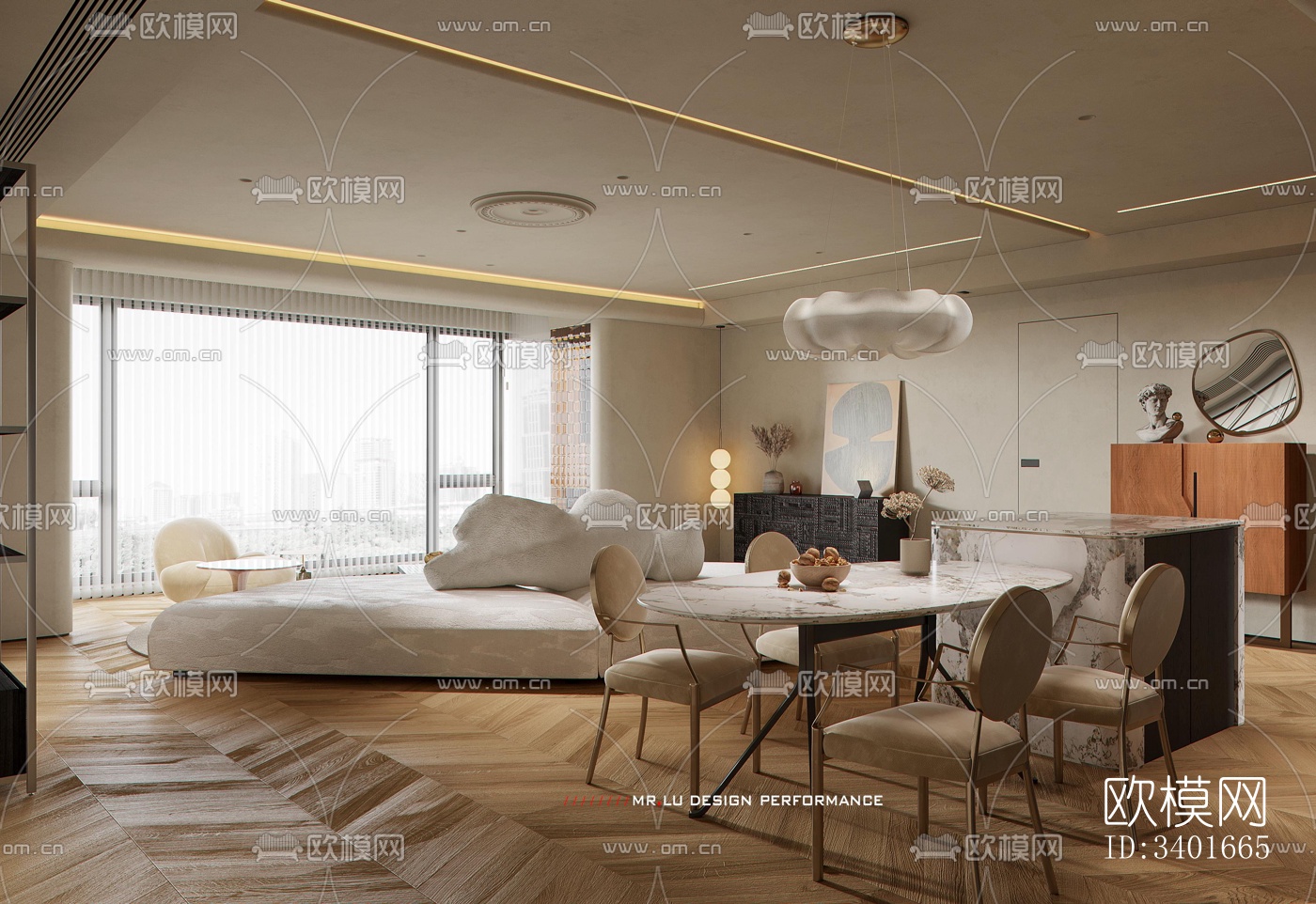 现代大平层效果图下载（渲染图17）