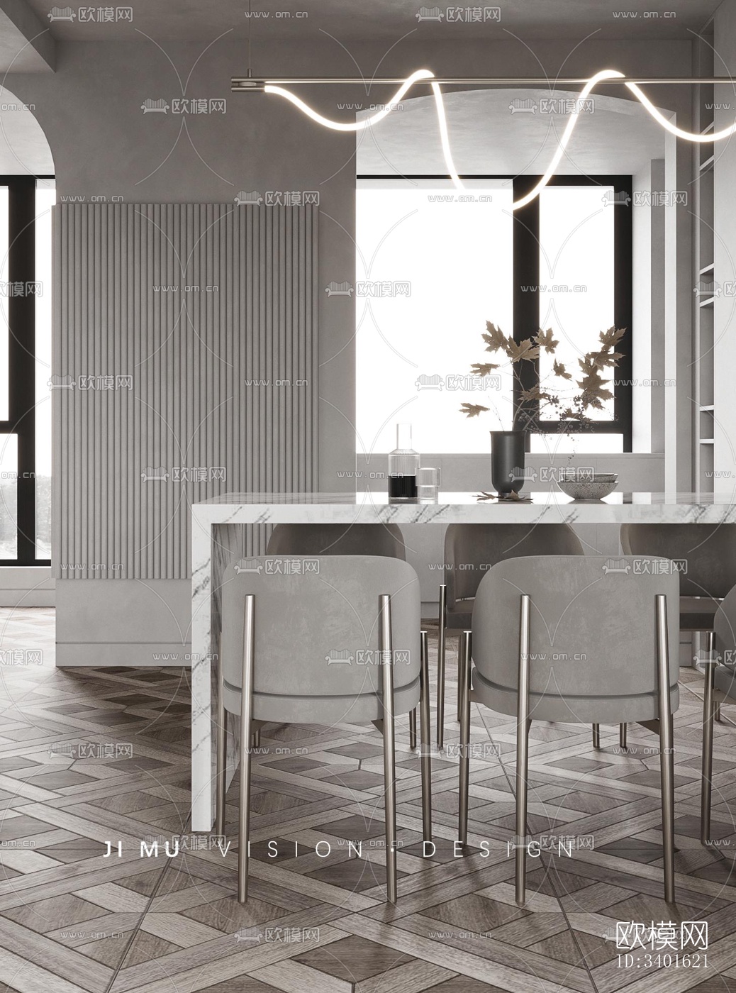 现代大平层效果图下载（渲染图10）