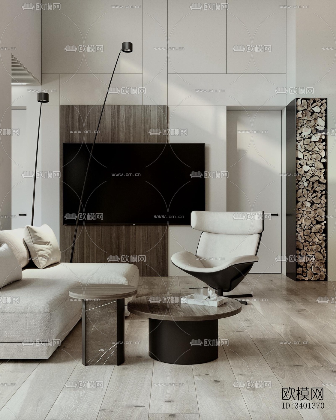 现代大平层效果图下载（渲染图13）