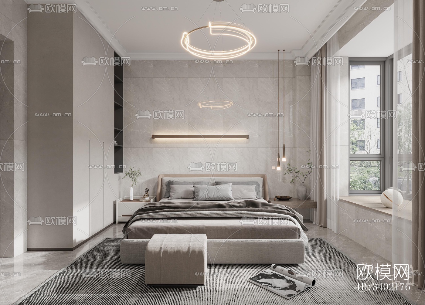 现代大平层效果图下载（渲染图2）