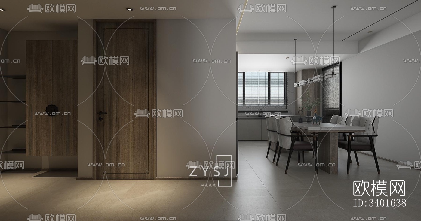 现代大平层效果图下载（渲染图16）