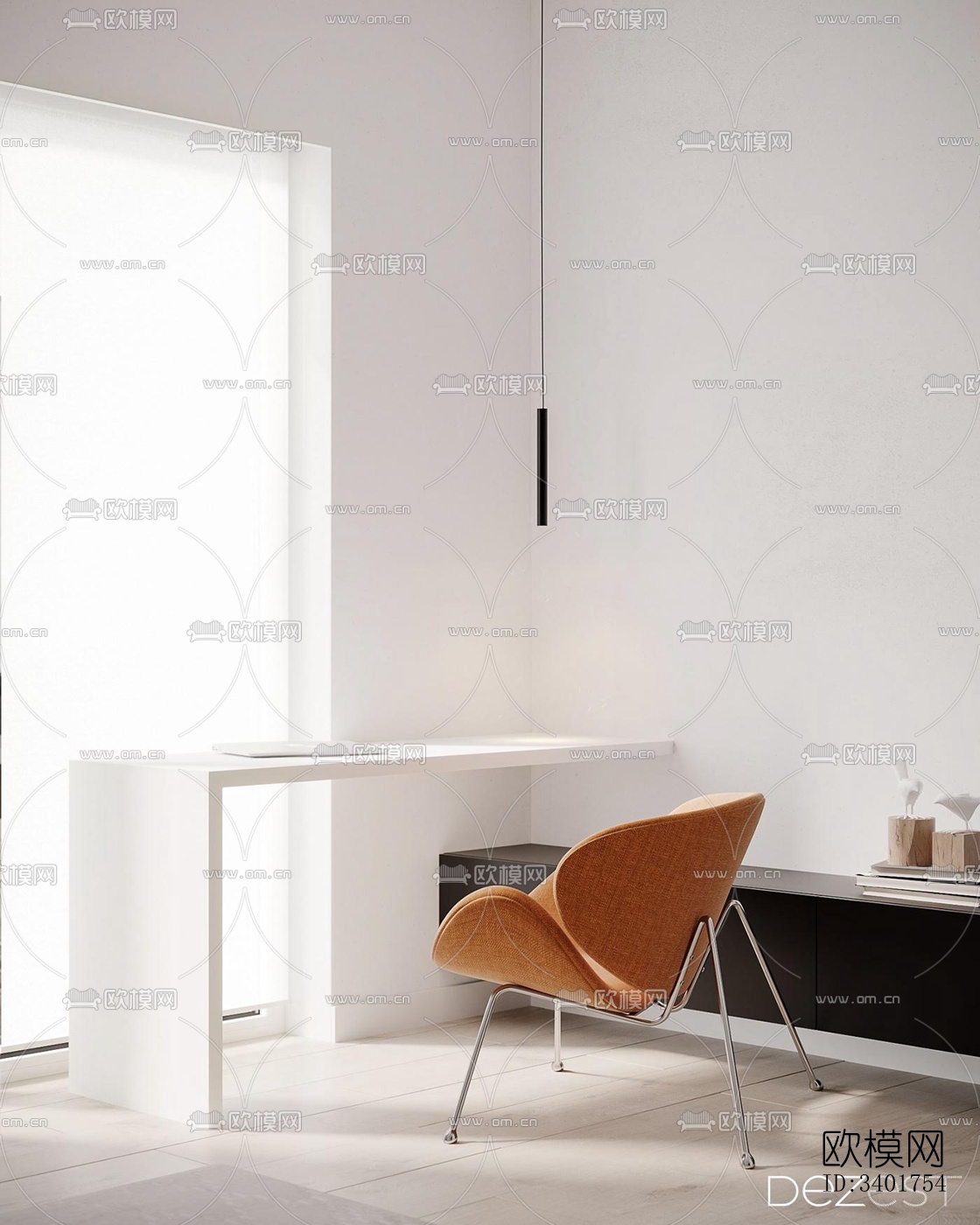 现代大平层效果图下载（渲染图3）