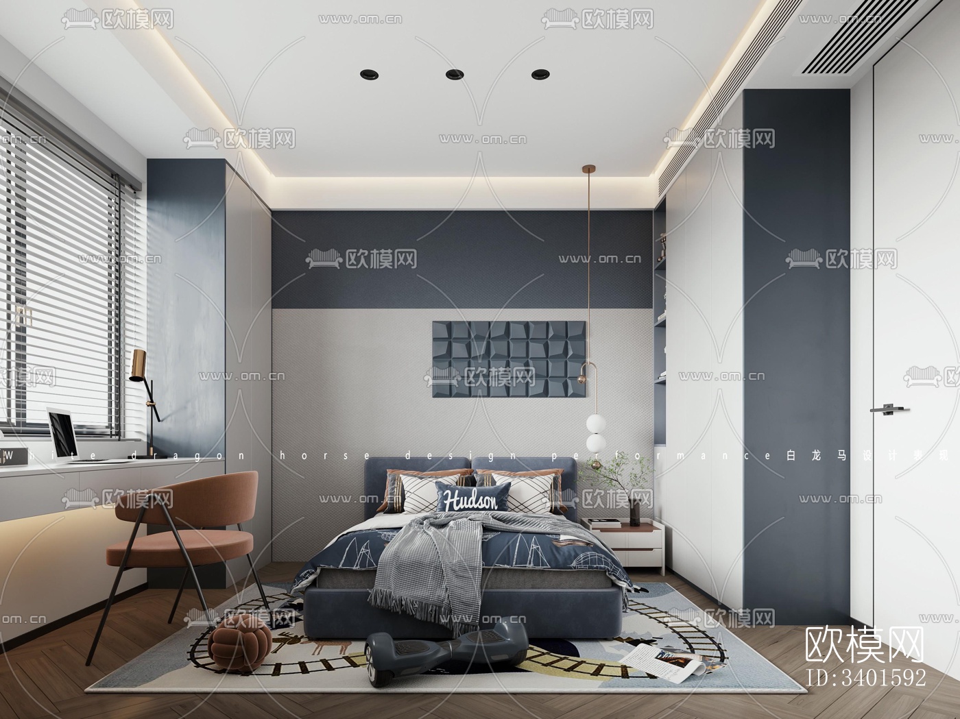 现代大平层效果图下载（渲染图2）