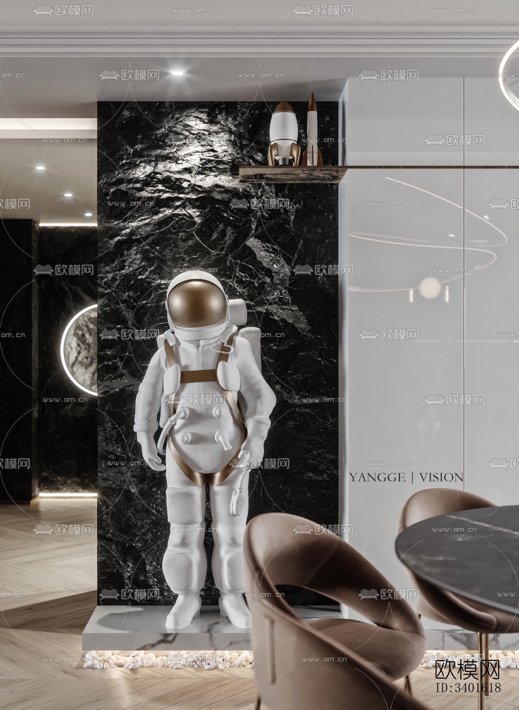 现代大平层效果图下载（渲染图18）