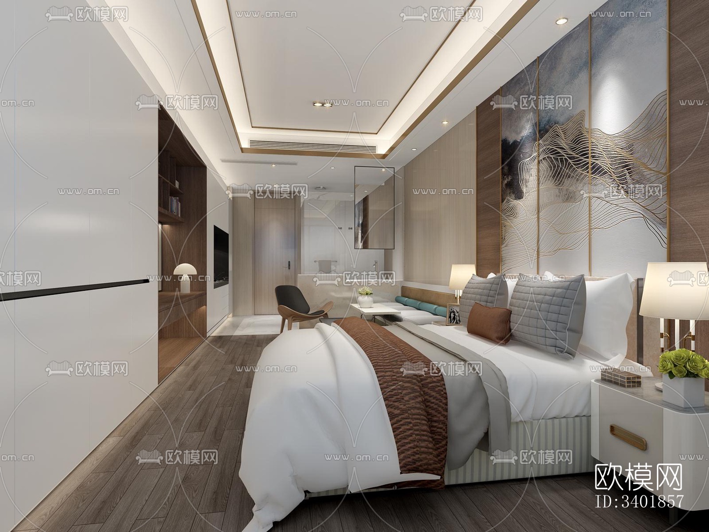 现代大平层效果图下载（渲染图1）