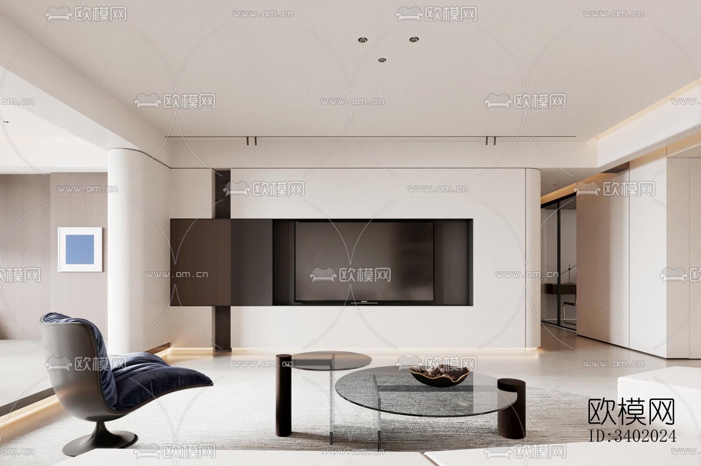 现代大平层效果图下载（渲染图6）