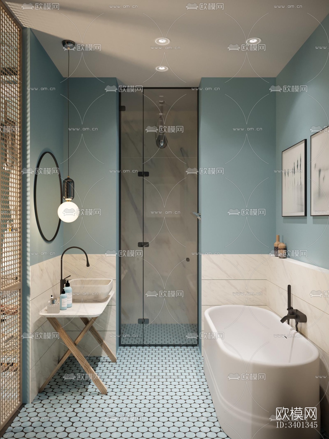 现代大平层效果图下载（渲染图9）