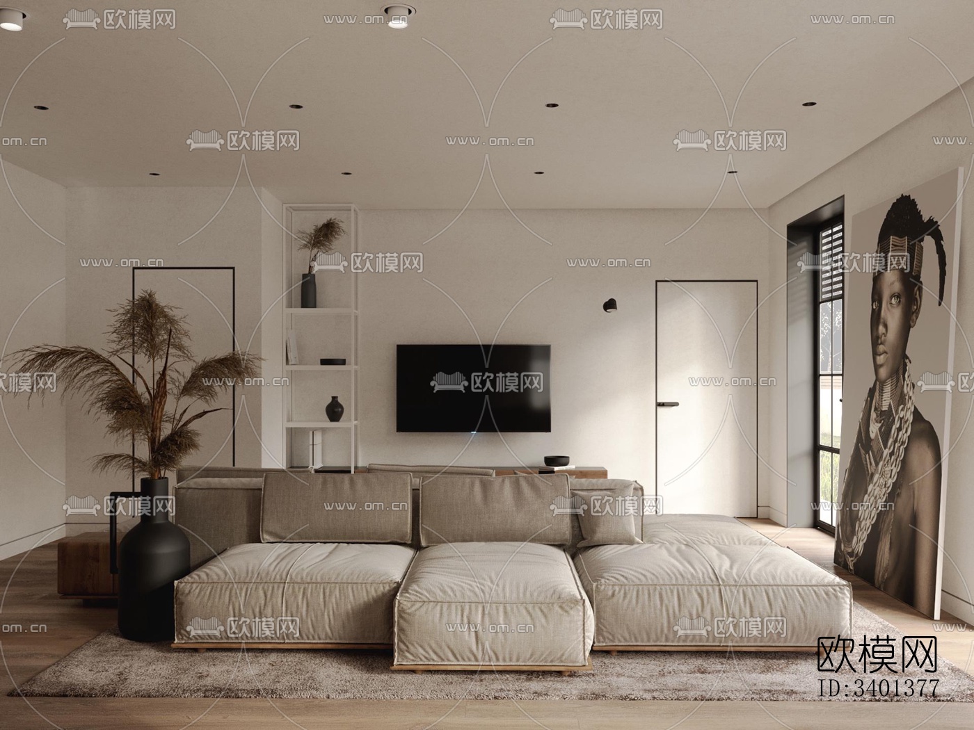 现代大平层效果图下载（渲染图8）