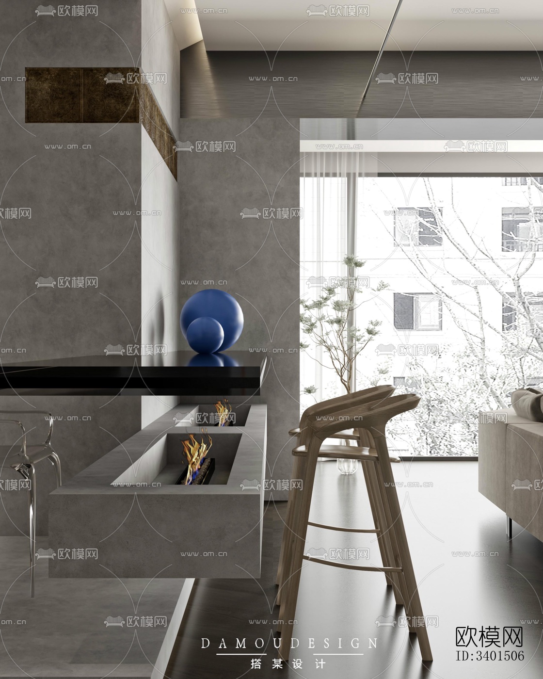 现代大平层效果图下载（渲染图11）