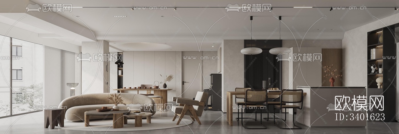 现代大平层效果图下载（渲染图4）