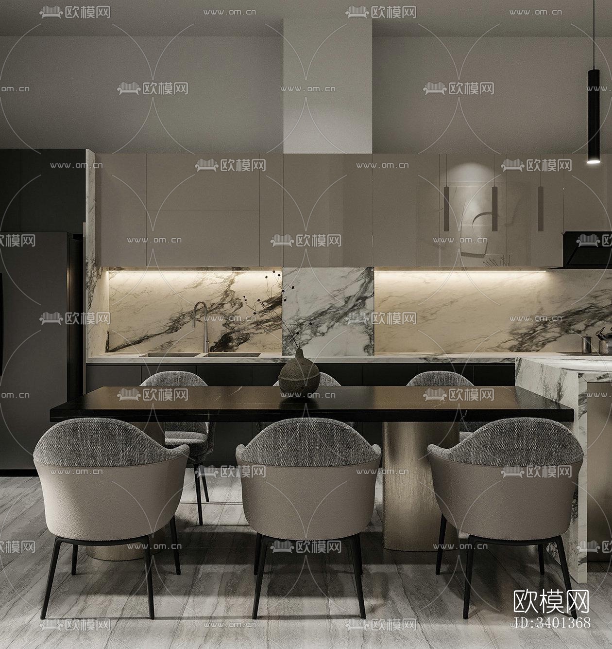 现代大平层效果图下载（渲染图15）