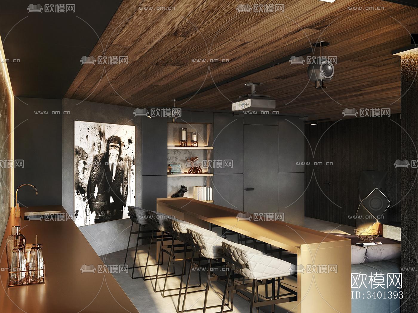 现代大平层效果图下载（渲染图12）