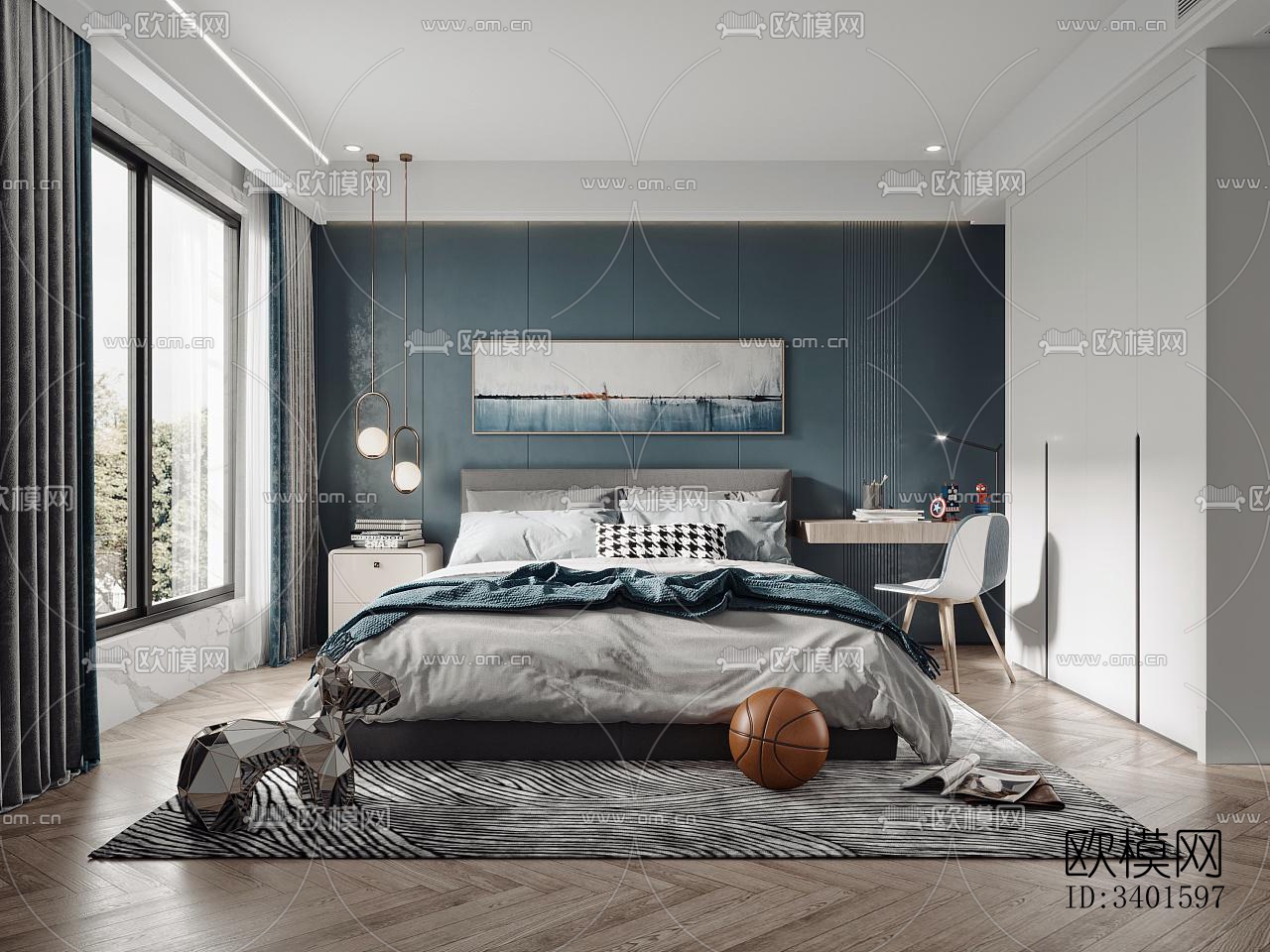 现代大平层效果图下载（渲染图10）