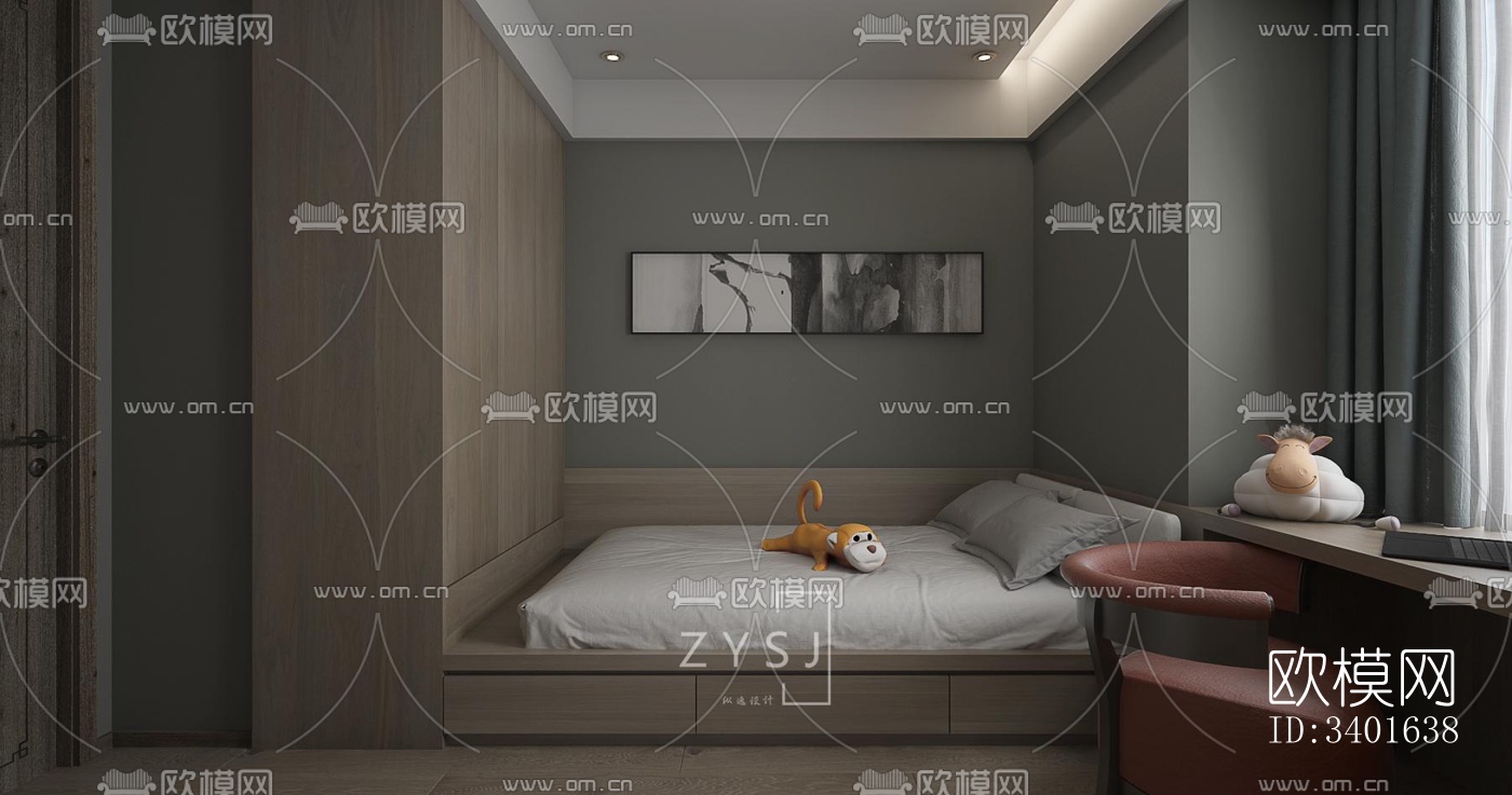 现代大平层效果图下载（渲染图8）