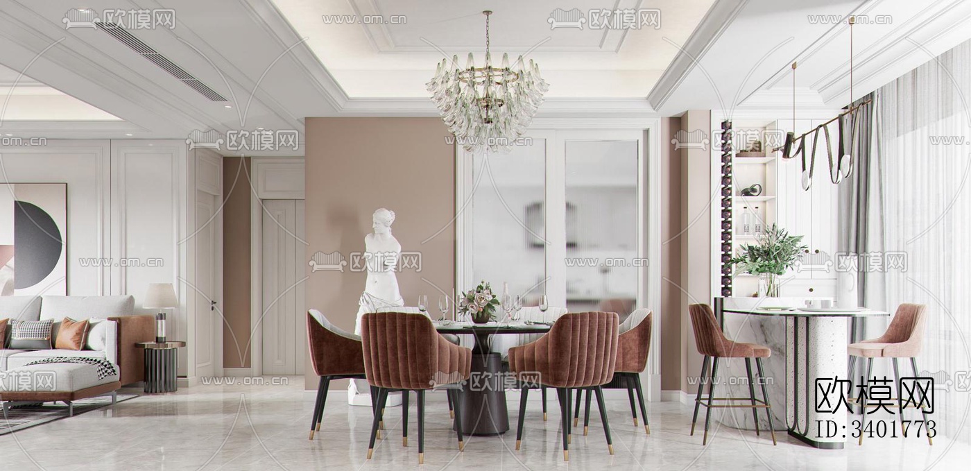 现代大平层效果图下载（渲染图6）