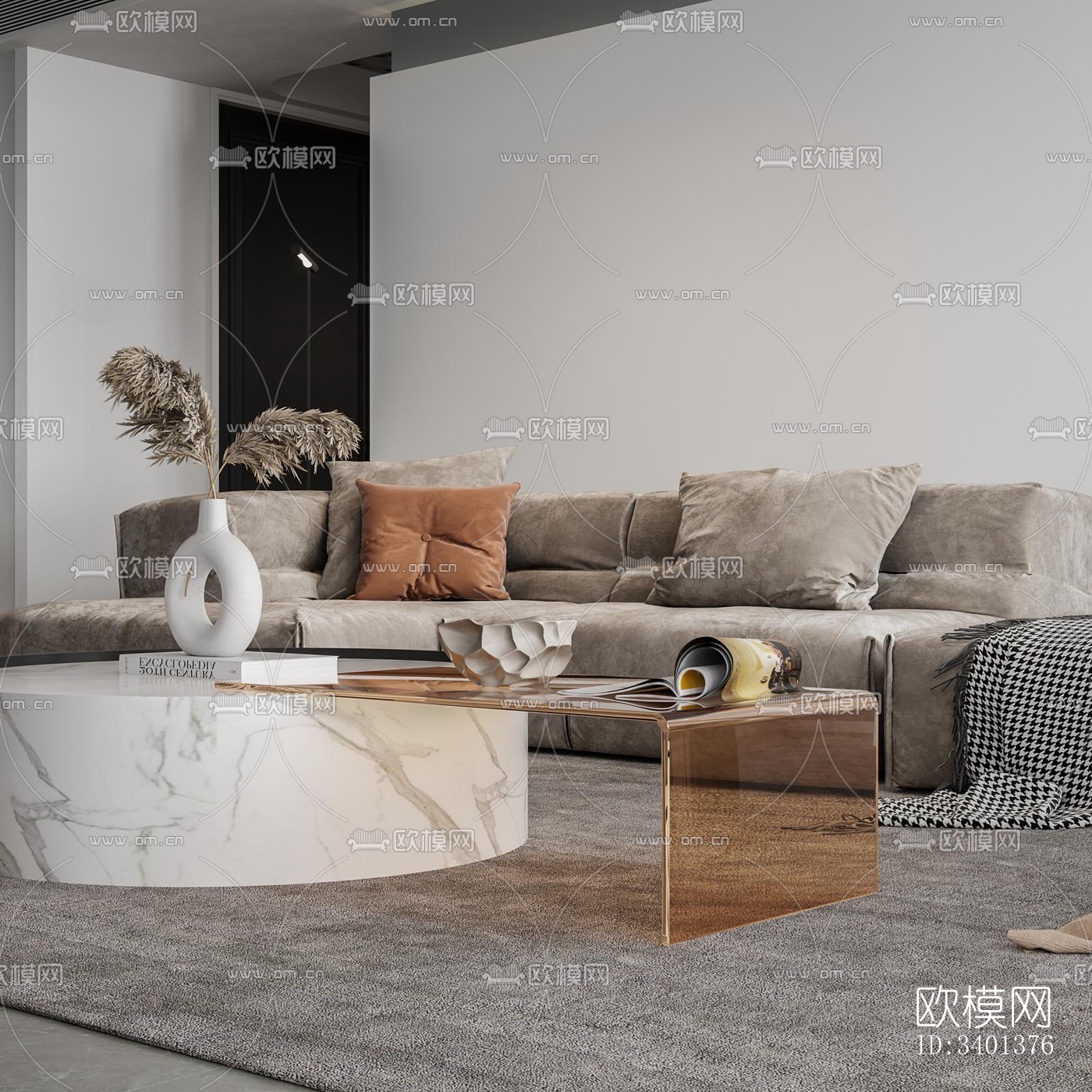 现代大平层效果图下载（渲染图10）