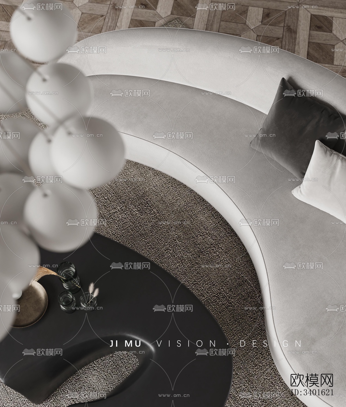 现代大平层效果图下载（渲染图6）