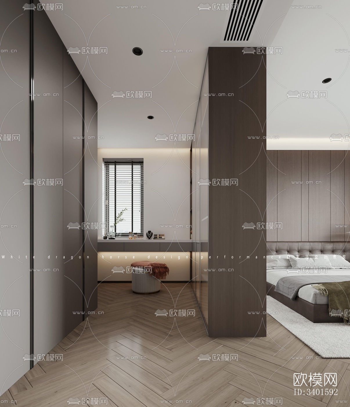 现代大平层效果图下载（渲染图1）