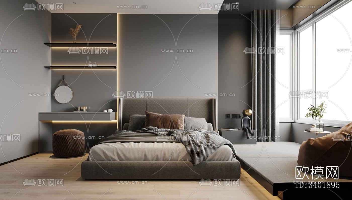 现代大平层效果图下载（渲染图4）