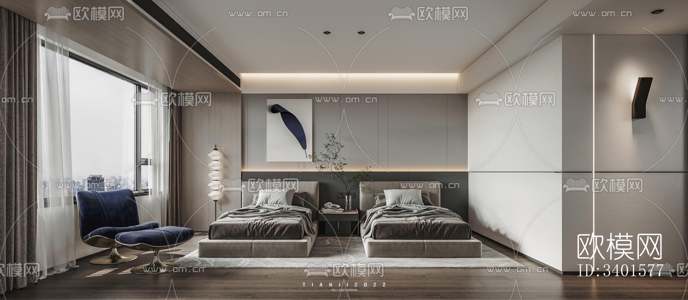 现代大平层效果图下载（渲染图5）