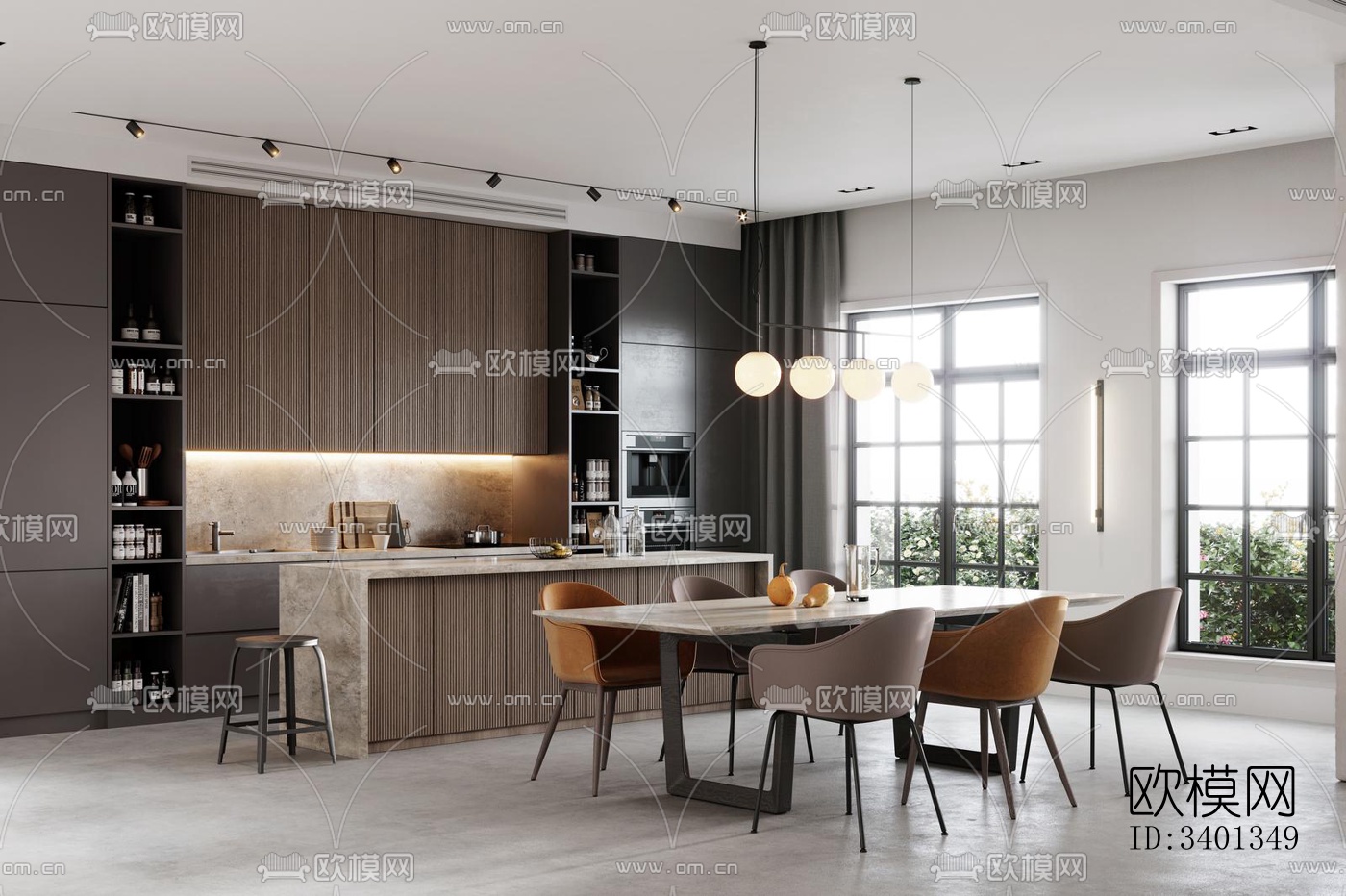 现代大平层效果图下载（渲染图2）