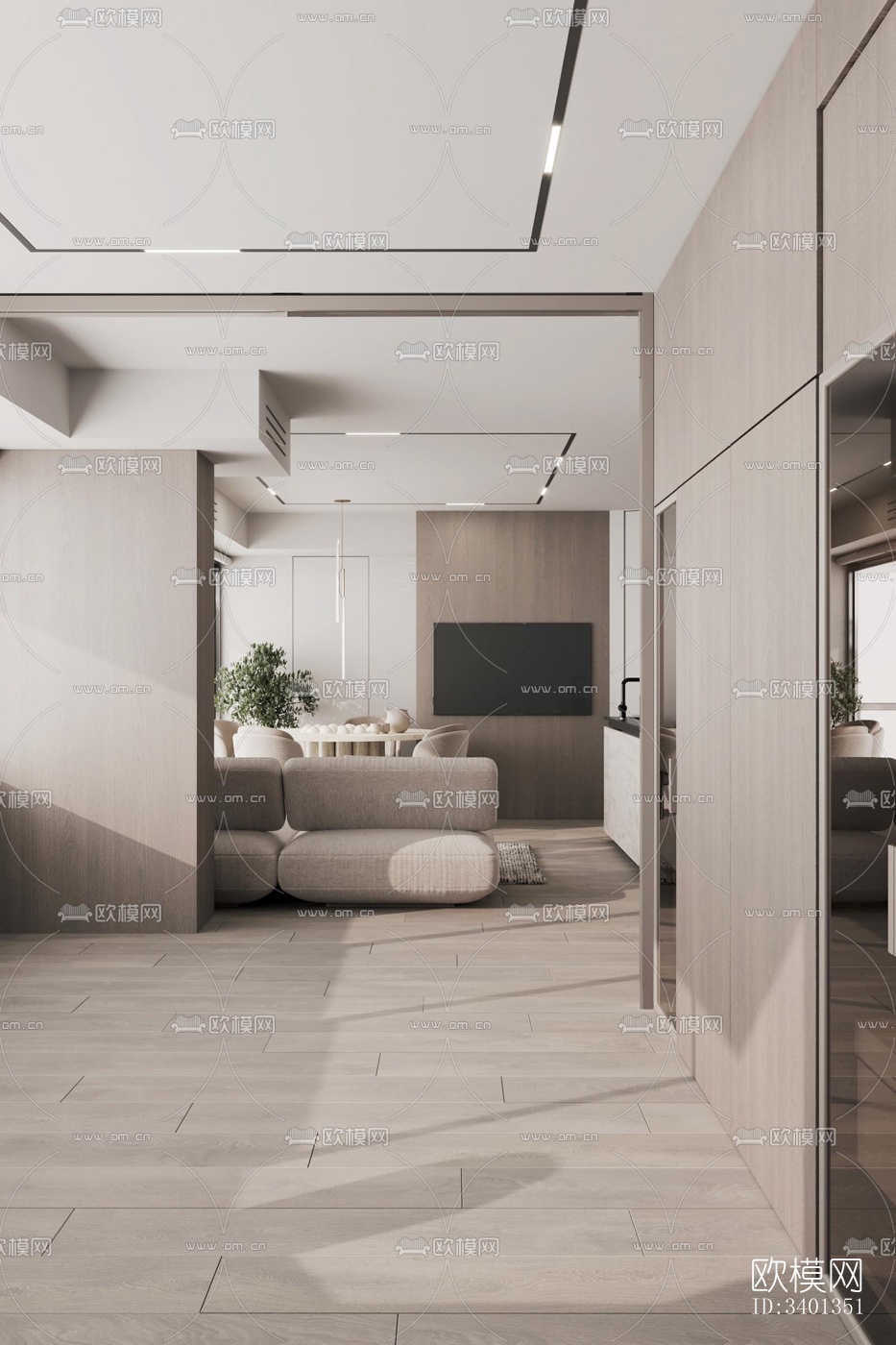 现代大平层效果图下载（渲染图5）