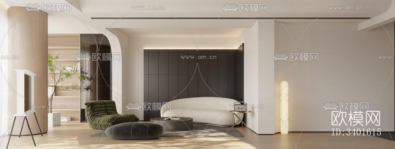 现代大平层效果图下载（渲染图8）