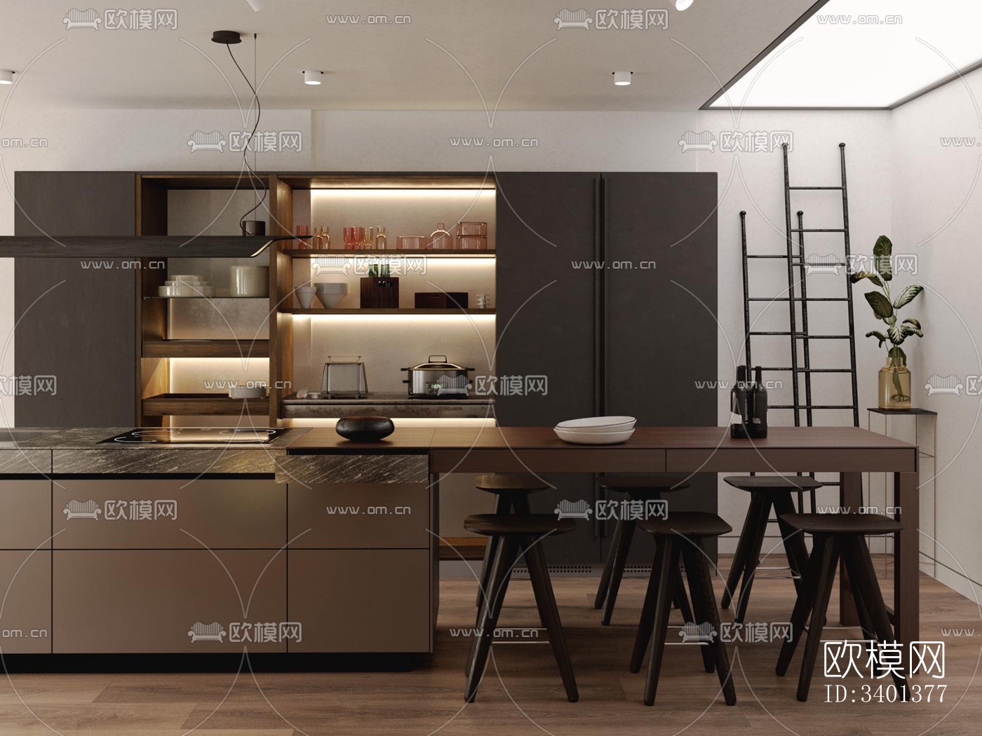 现代大平层效果图下载（渲染图12）