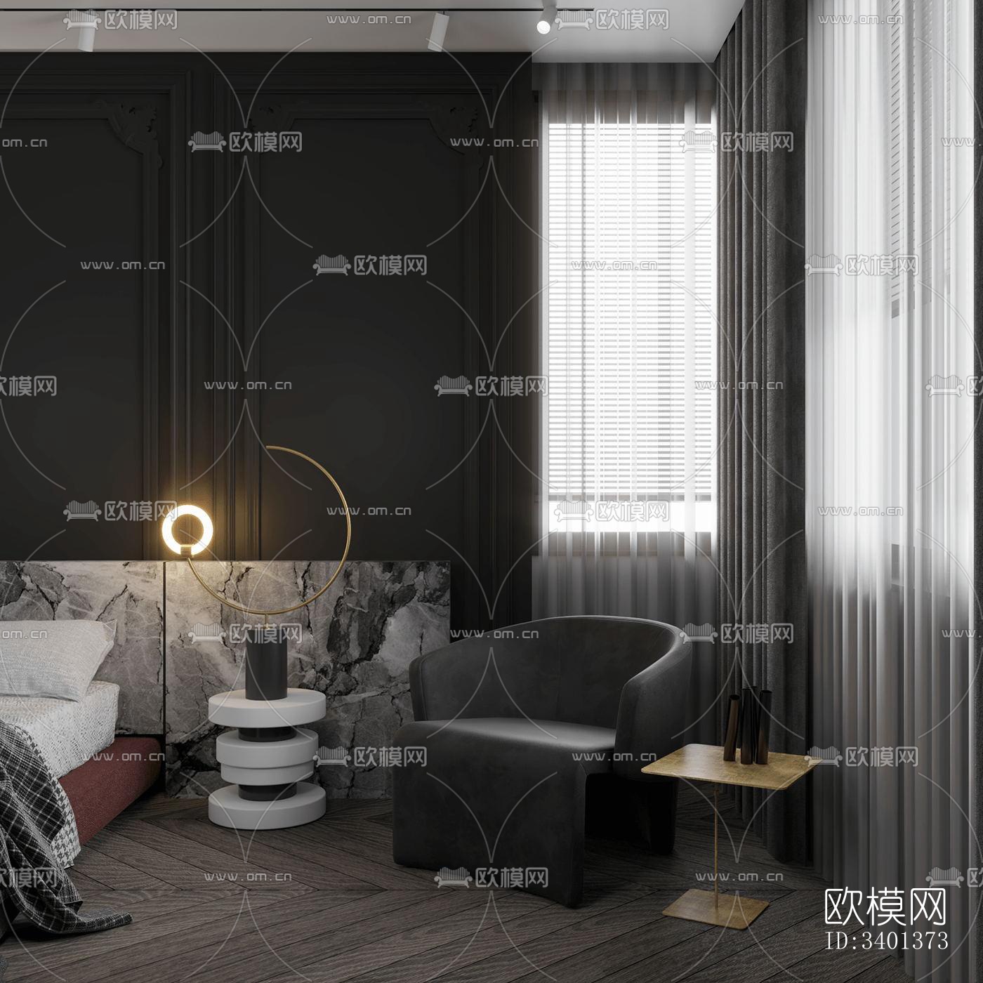 现代大平层效果图下载（渲染图9）