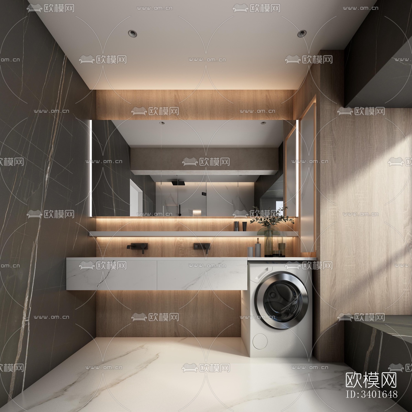 现代大平层效果图下载（渲染图6）