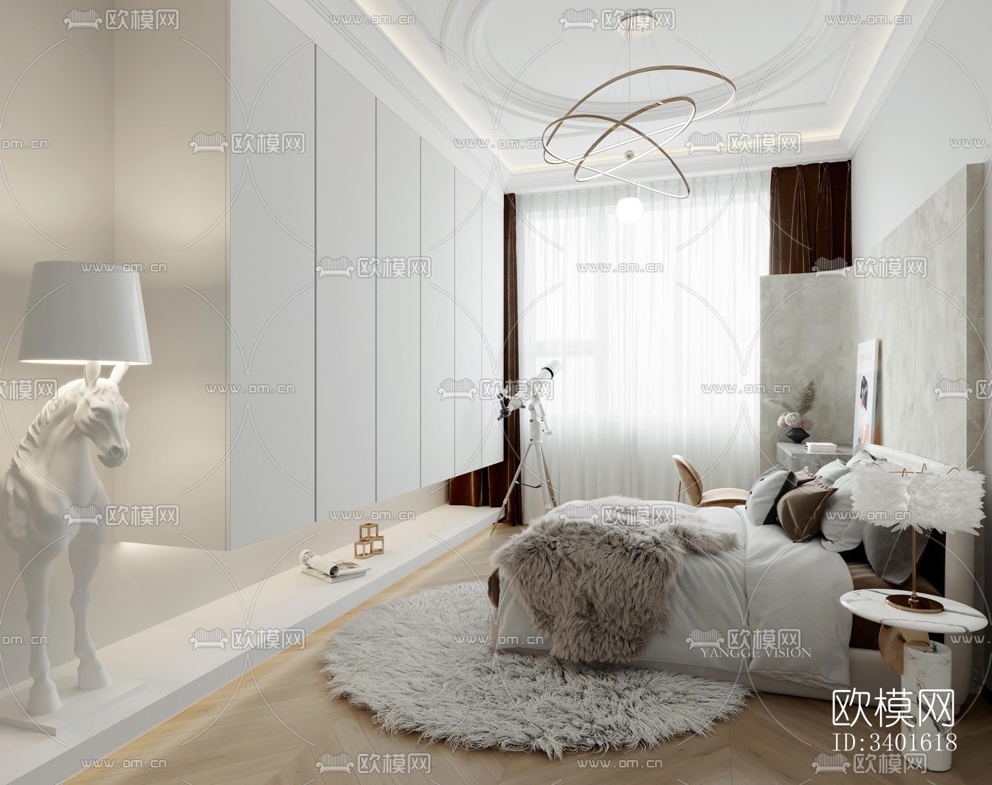 现代大平层效果图下载（渲染图10）