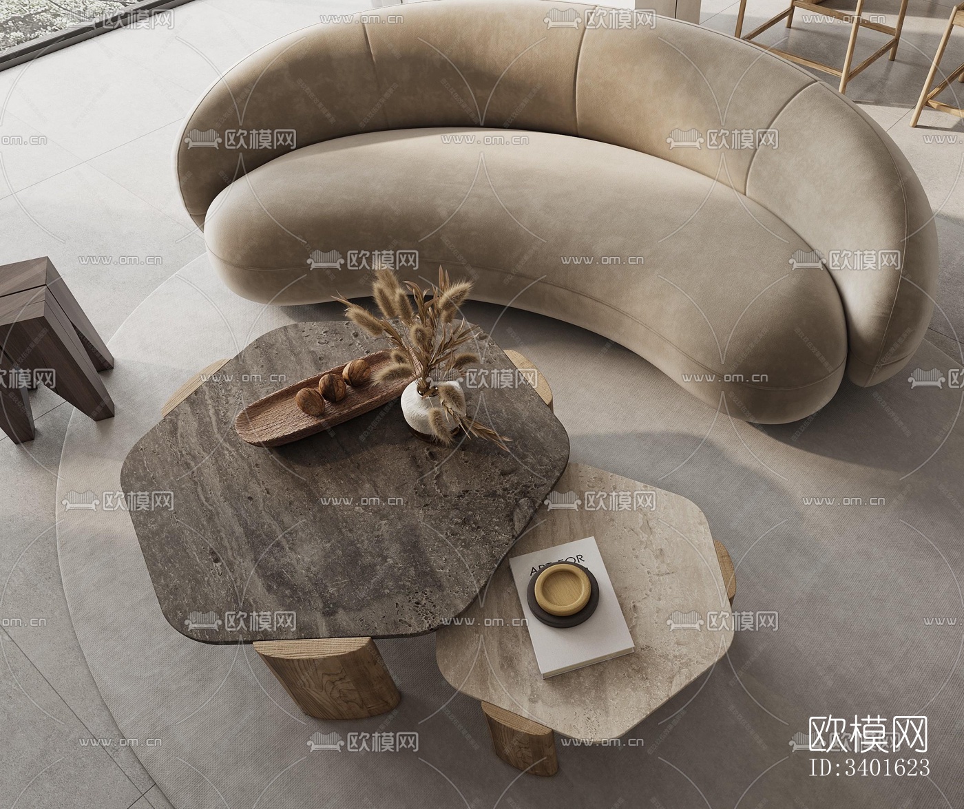 现代大平层效果图下载（渲染图2）