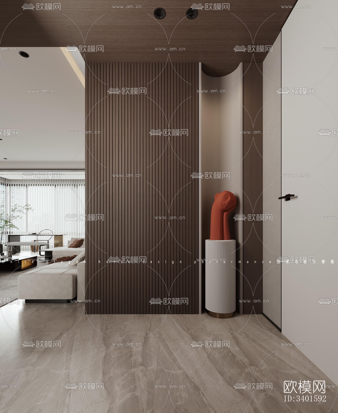 现代大平层效果图下载（渲染图6）